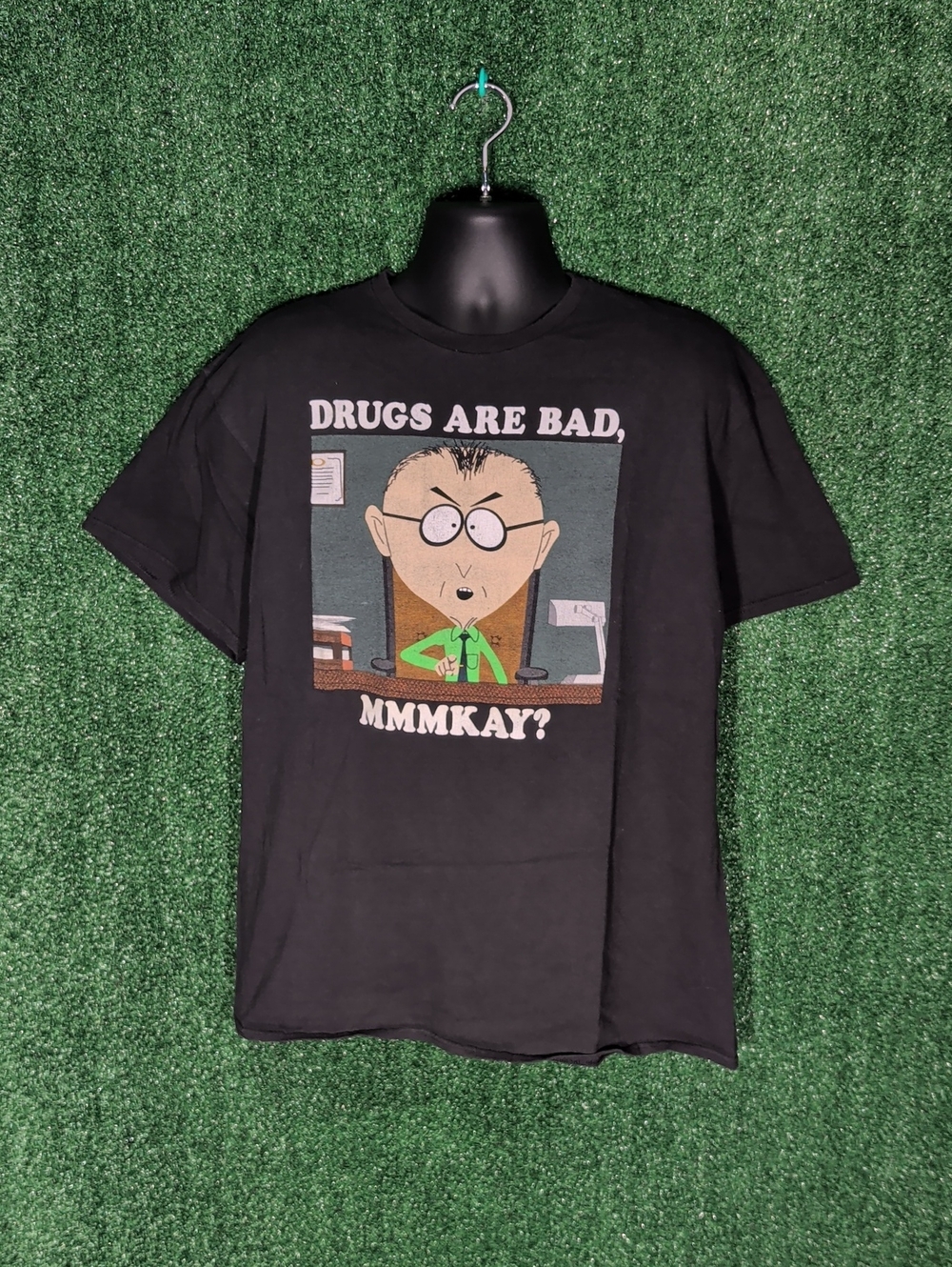 South Park Mr Mackey Drugs Are Bad Mmmkay Graphic T-Shirt Black Mens Large
